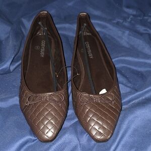 Brown Quilted Women's Flats